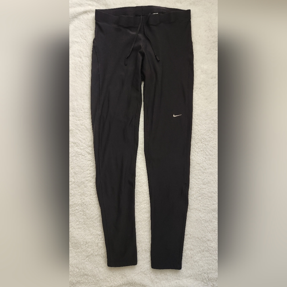 Nike Women's Medium Black Leggings DRI-FIT Zipper Media Pocket